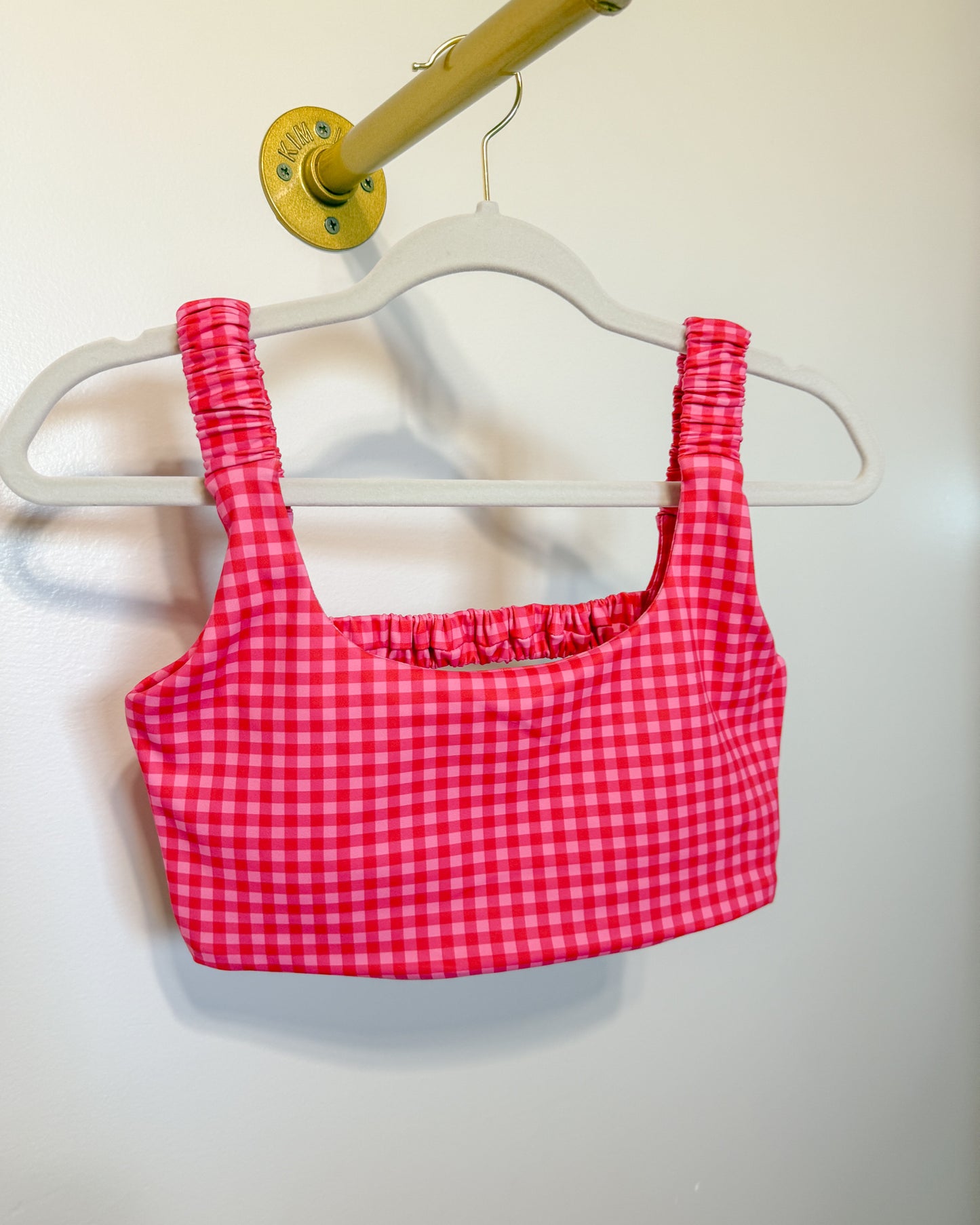 Hot Pink Gingham Bra/Top