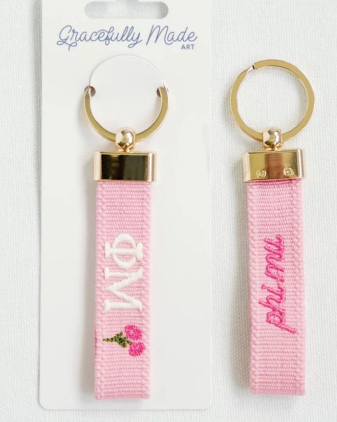 Phi Mu Embroidered Keychain