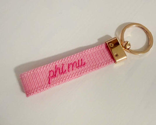 Phi Mu Embroidered Keychain