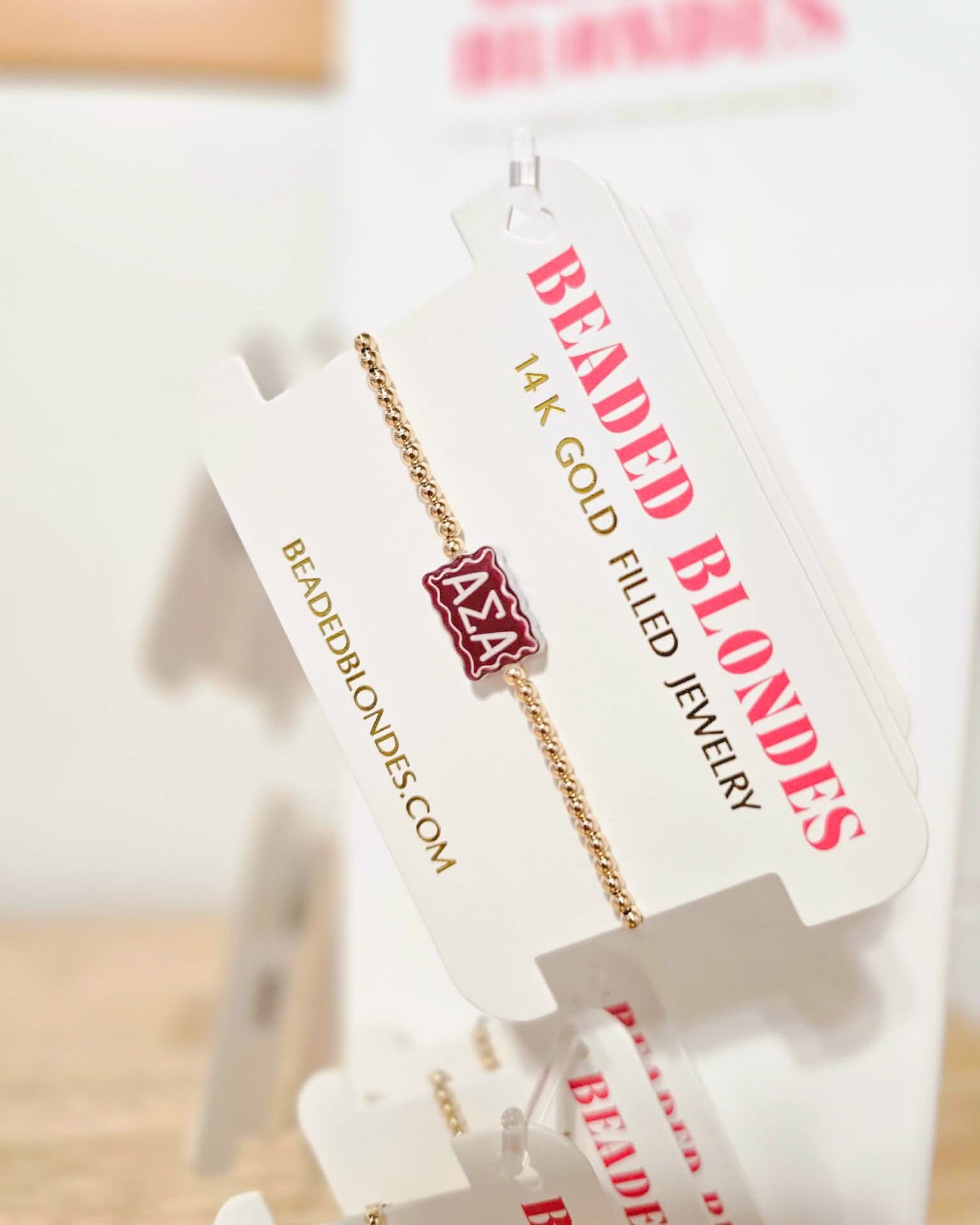 Alpha Sigma Alpha Block Bracelet on Gold