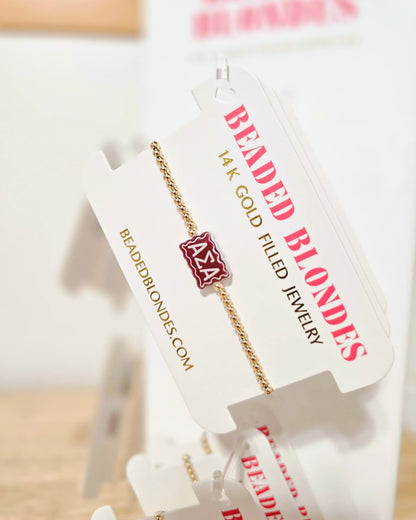 Alpha Sigma Alpha Block Bracelet on Gold
