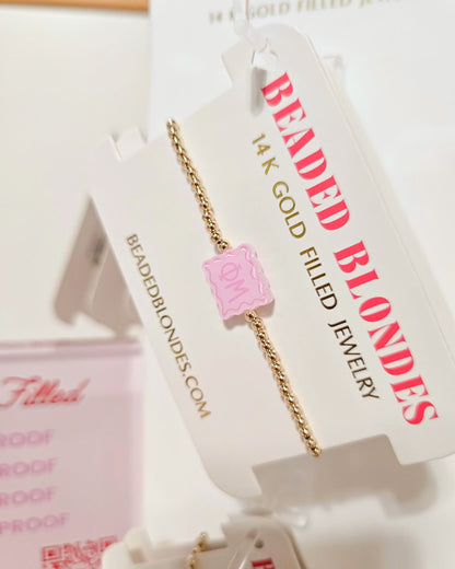Phi Mu Block Bracelet on Gold