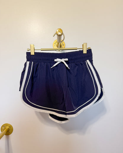 Navy Lace Trim Shorts