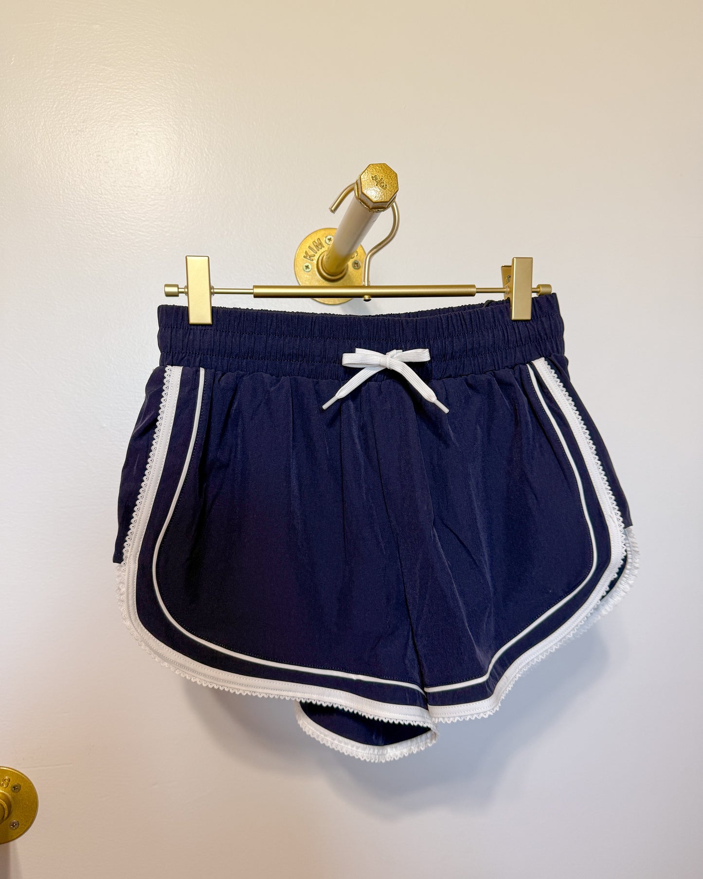 Navy Lace Trim Shorts