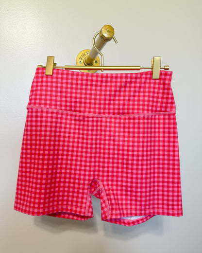 Hot Pink Gingham Biker Shorts