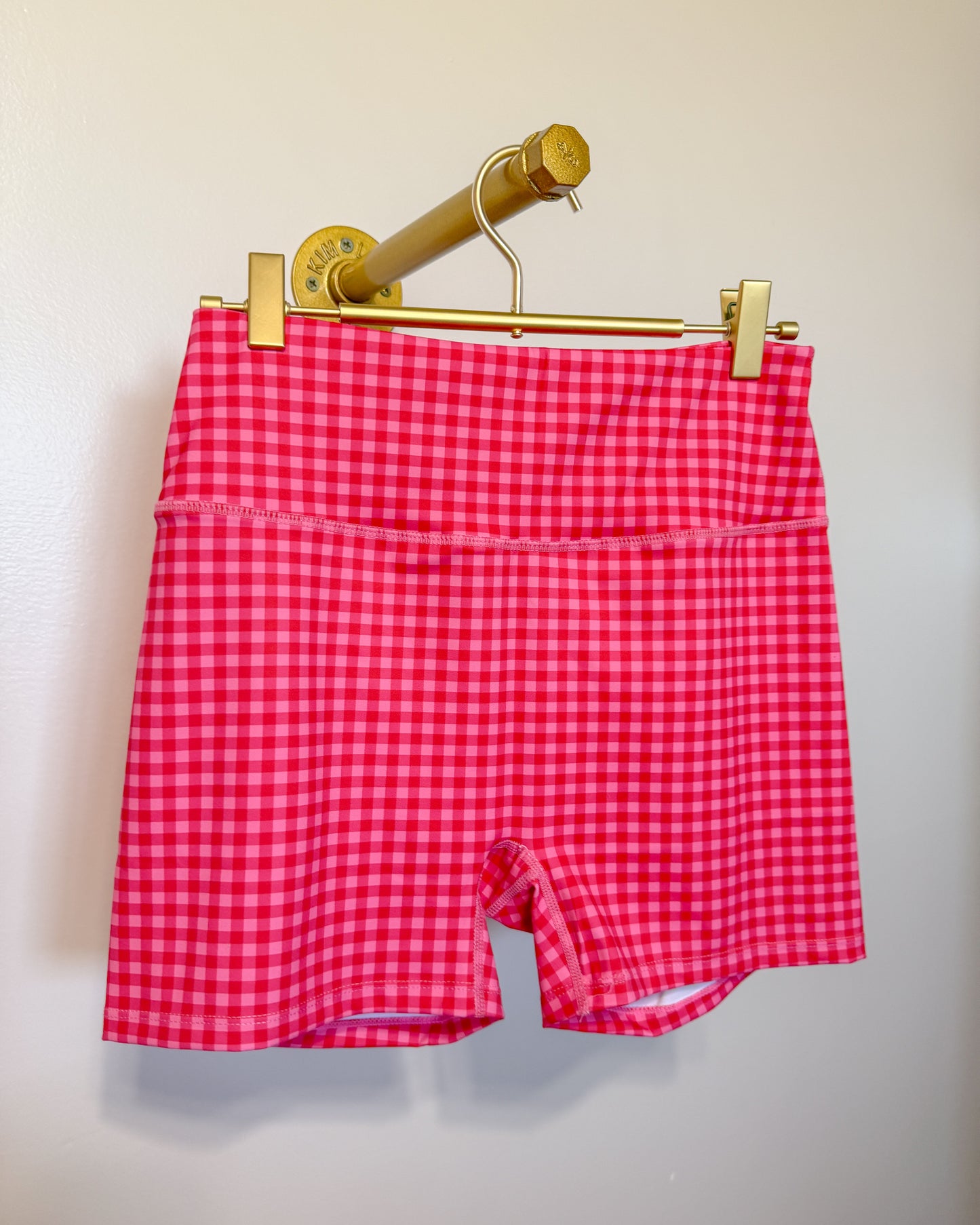 Hot Pink Gingham Biker Shorts