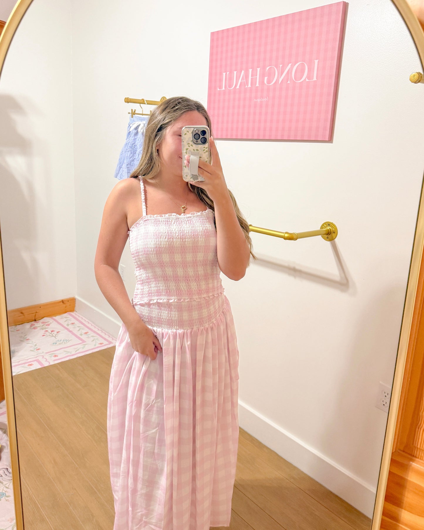 Pink Gingham Tank and Skirt Set