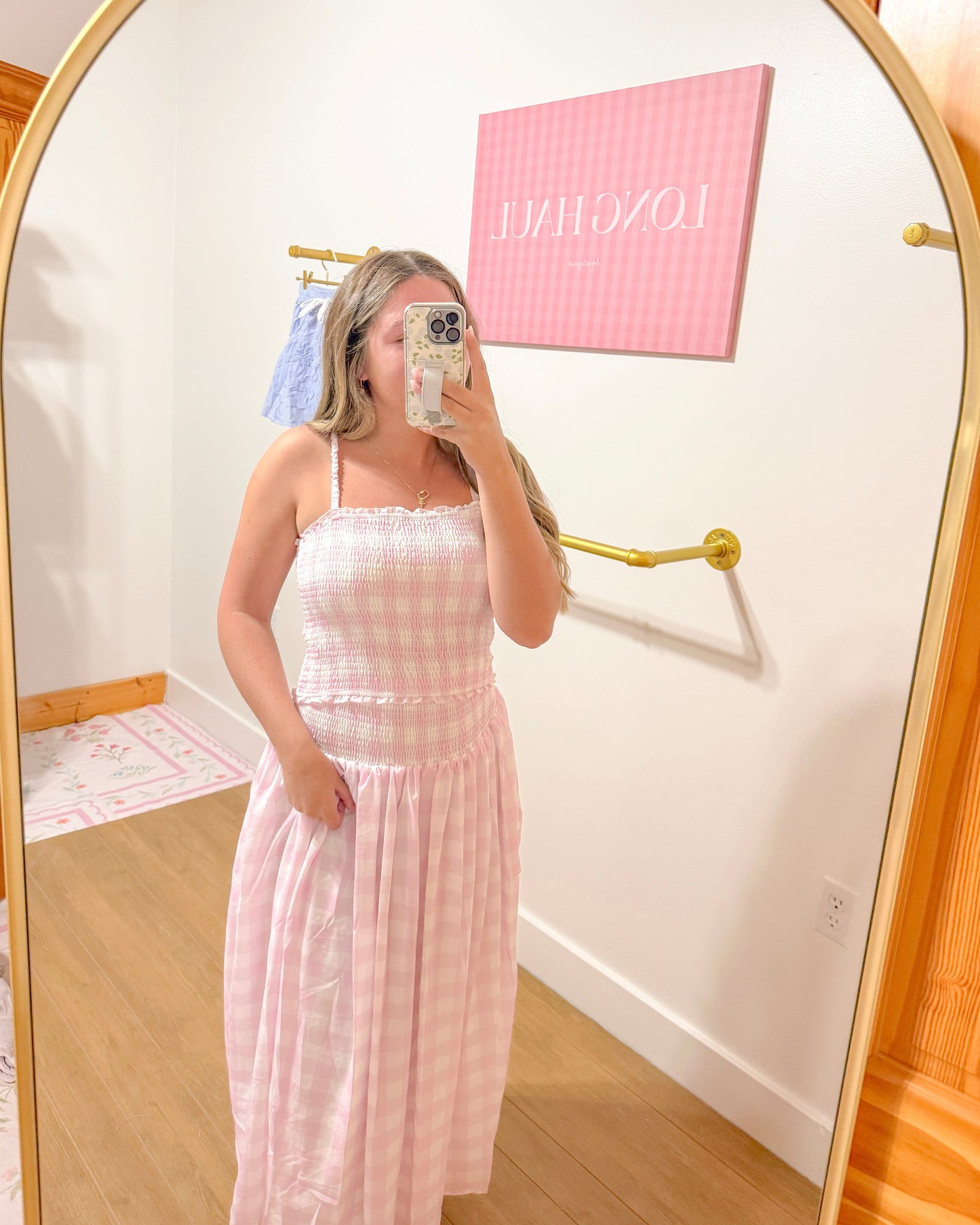 Pink Gingham Tank and Skirt Set