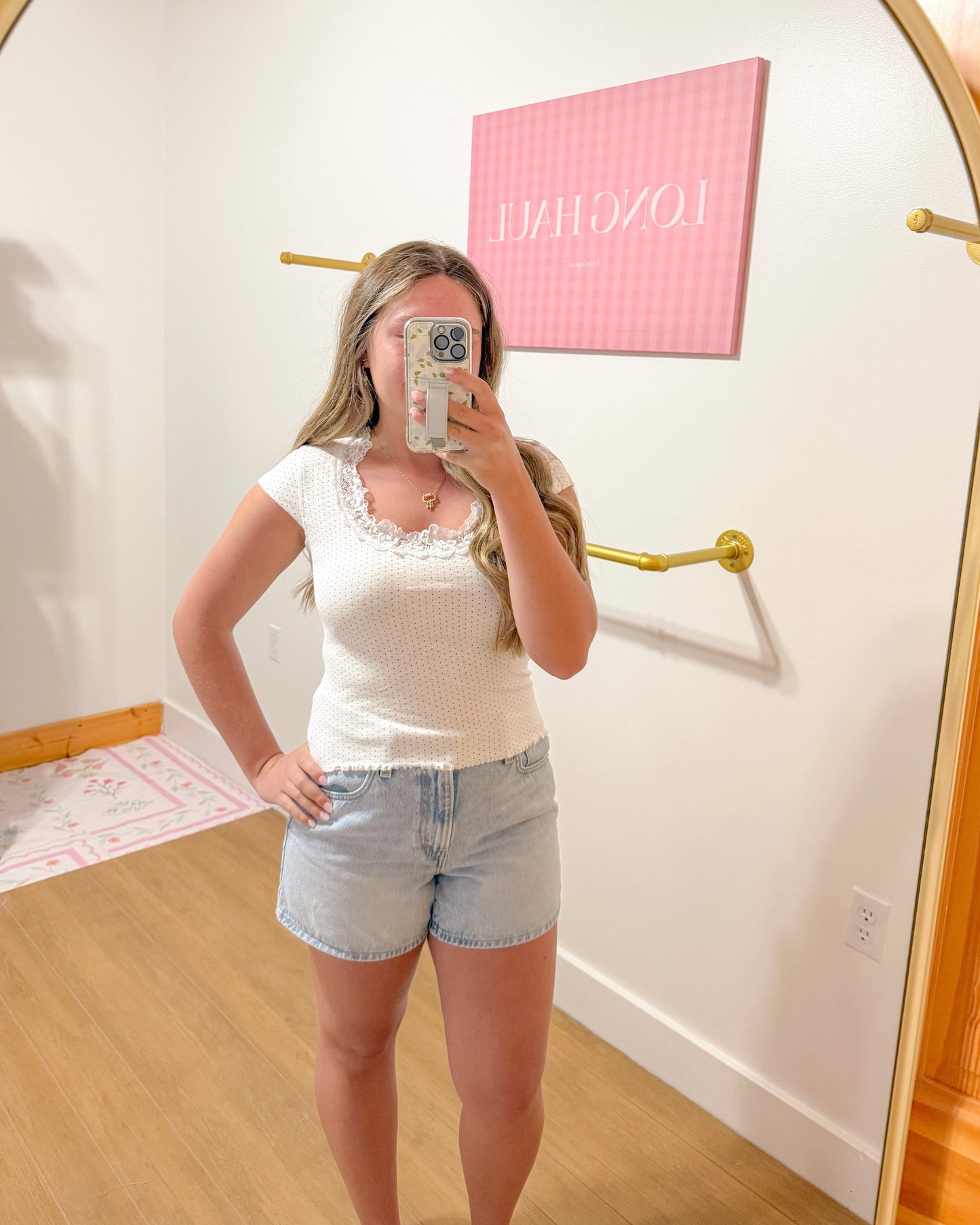 Polka Dot Lace Trim Top