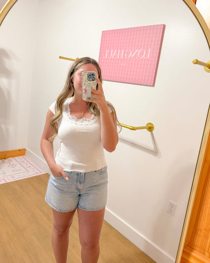 Polka Dot Lace Trim Top