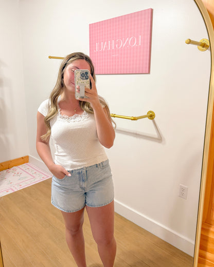 Polka Dot Lace Trim Top