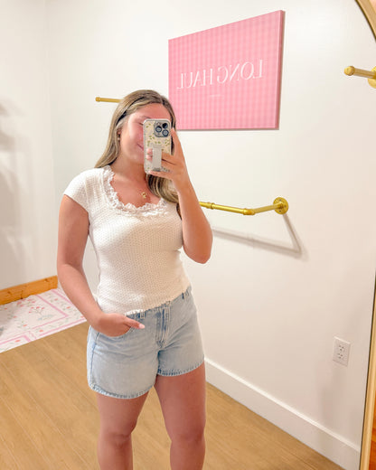Polka Dot Lace Trim Top