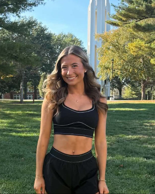 Contrast Seam Sports Bra black