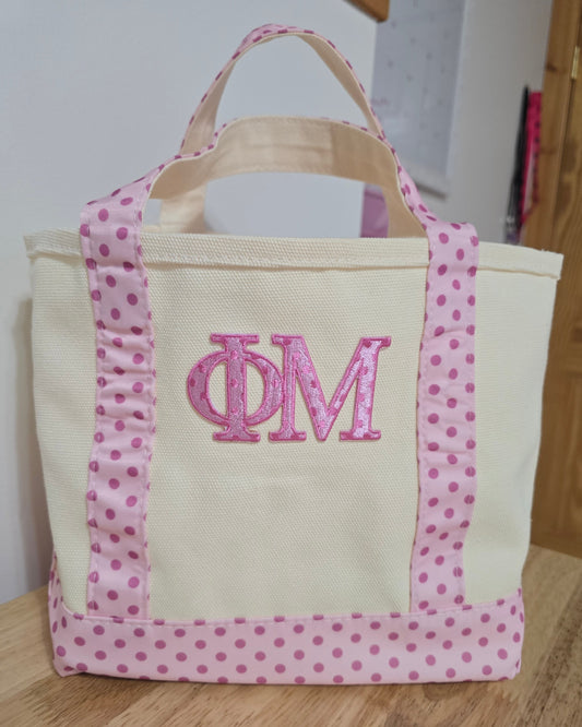 Sorority Greek Mini Polka Dot Canvas Tote