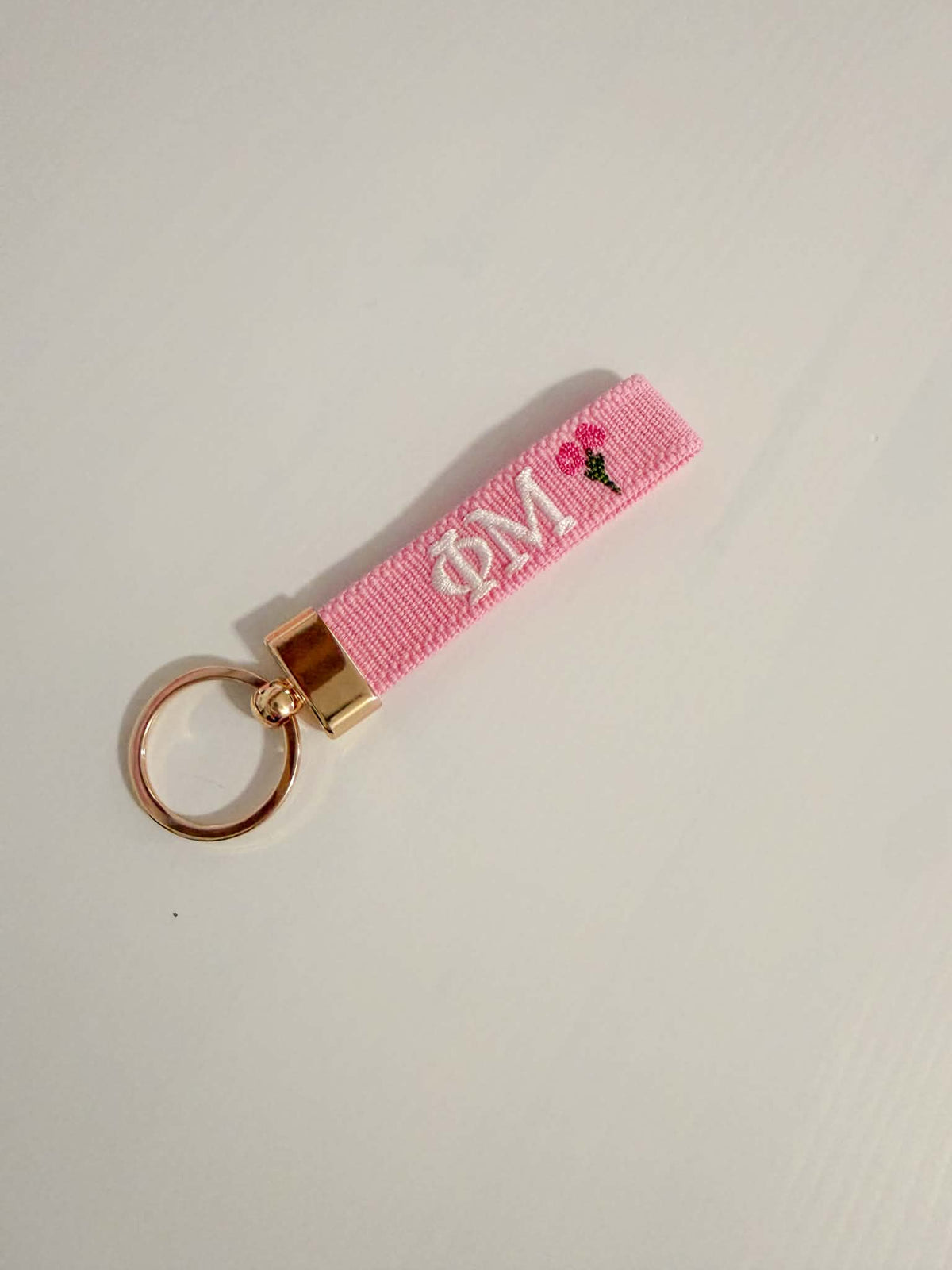 Phi Mu Double Sided Embroidered Keychain