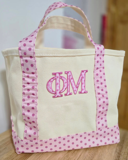 Sorority Greek Mini Polka Dot Canvas Tote