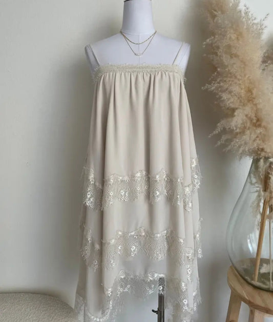Handkerchief Hem Lace Dress
