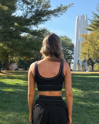Contrast Seam Sports Bra black