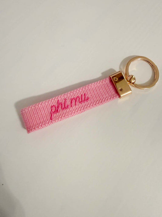 Phi Mu Double Sided Embroidered Keychain